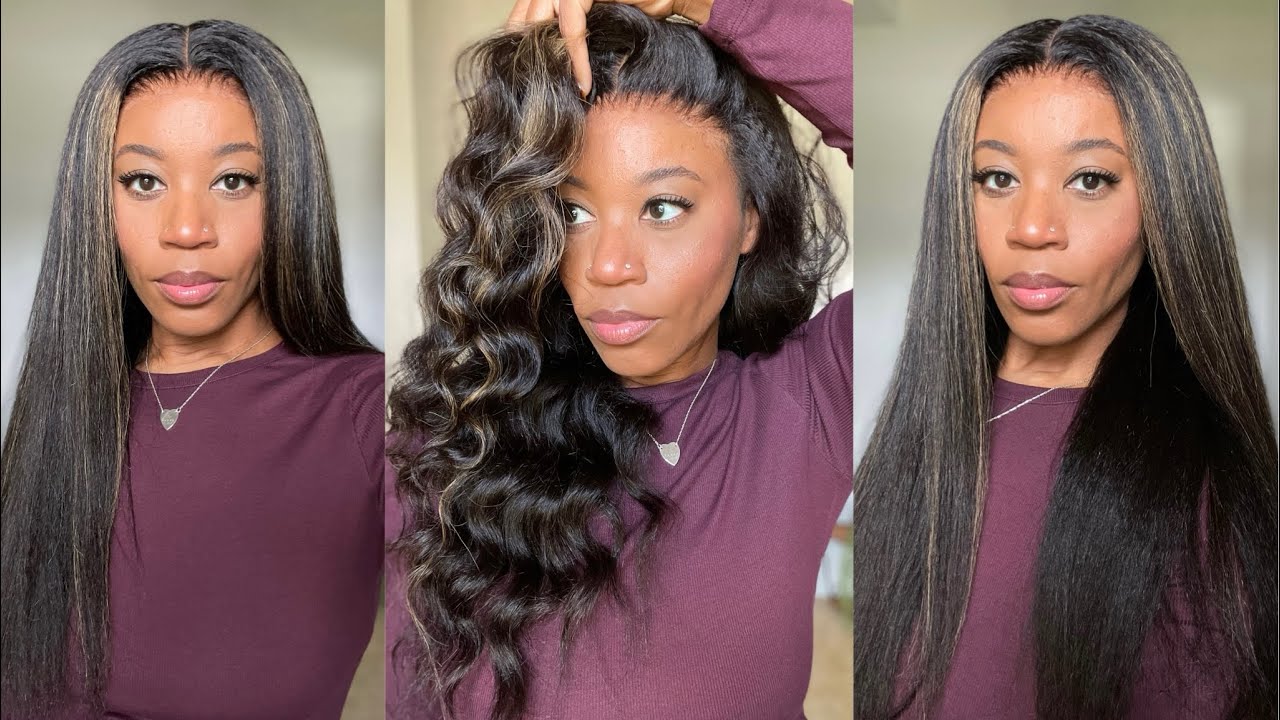 WEAR & GO GLUELESS WIG🔥| PRE- EVERYTHING HIGHLIGHTED KINKY STRAIGHT HAIR | FT. WOWAFRICAN