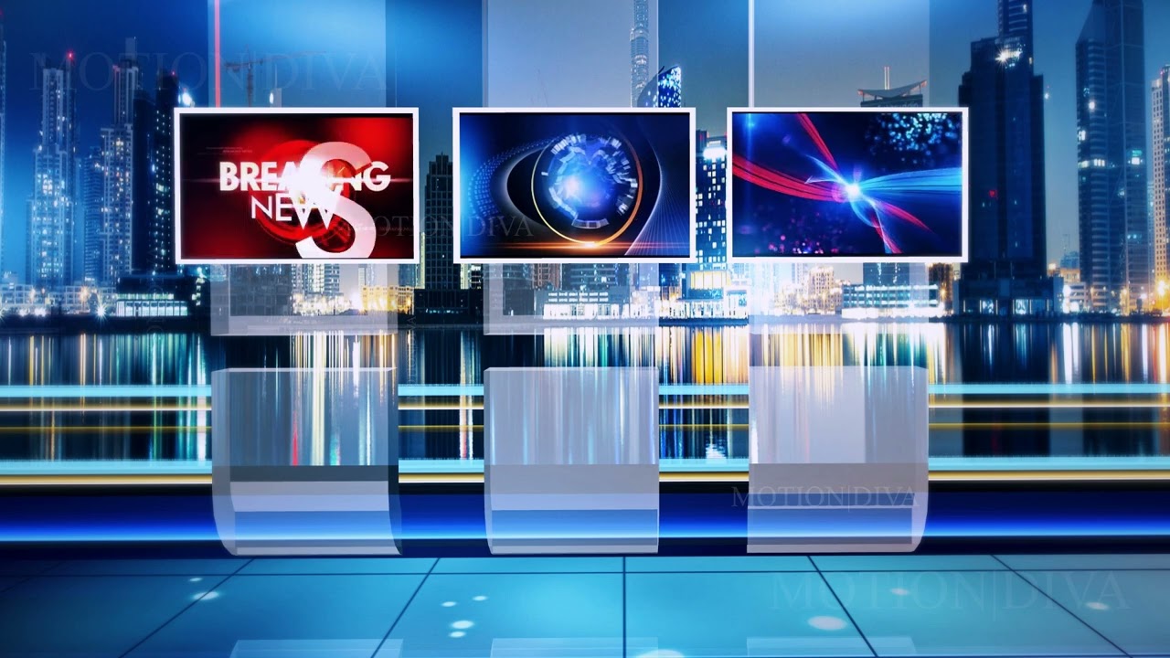 News Studio background blue