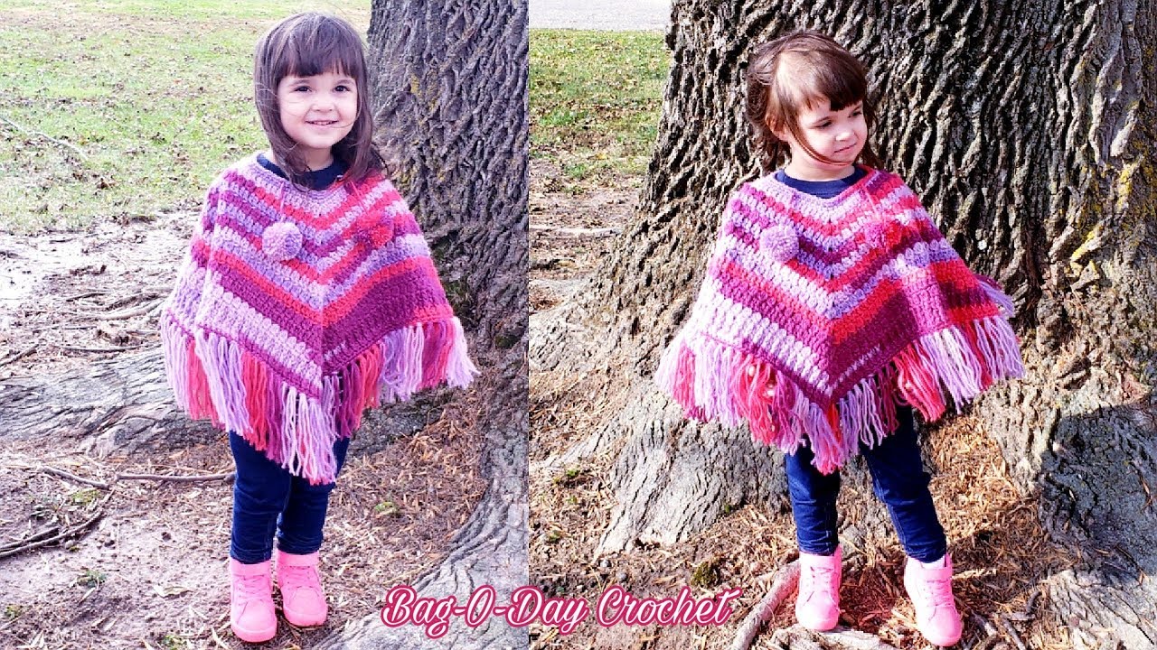 Crochet Toddler Poncho | Pretty in Pink 💖💗💖 | Bag o day crochet tutorial 