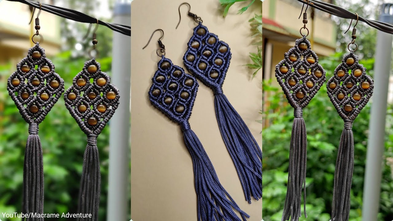 DIY Handmade Macrame Earrings | DIY jewelry from thread