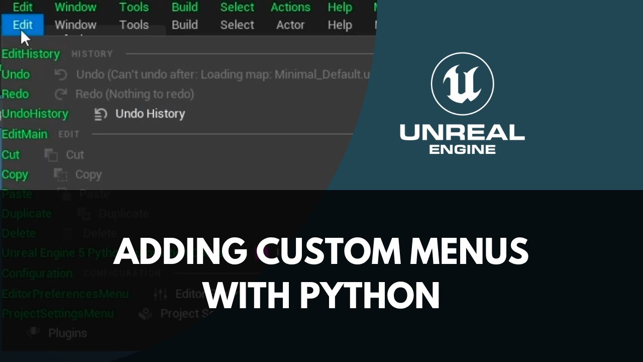 Добавление пользовательских меню в Unreal Engine 5 с помощью Python