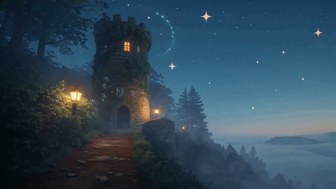Silverwind Watchtower 🌙 | Border Tower of Aurelion | 12 Hours Fantasy Night Ambience for Sleep