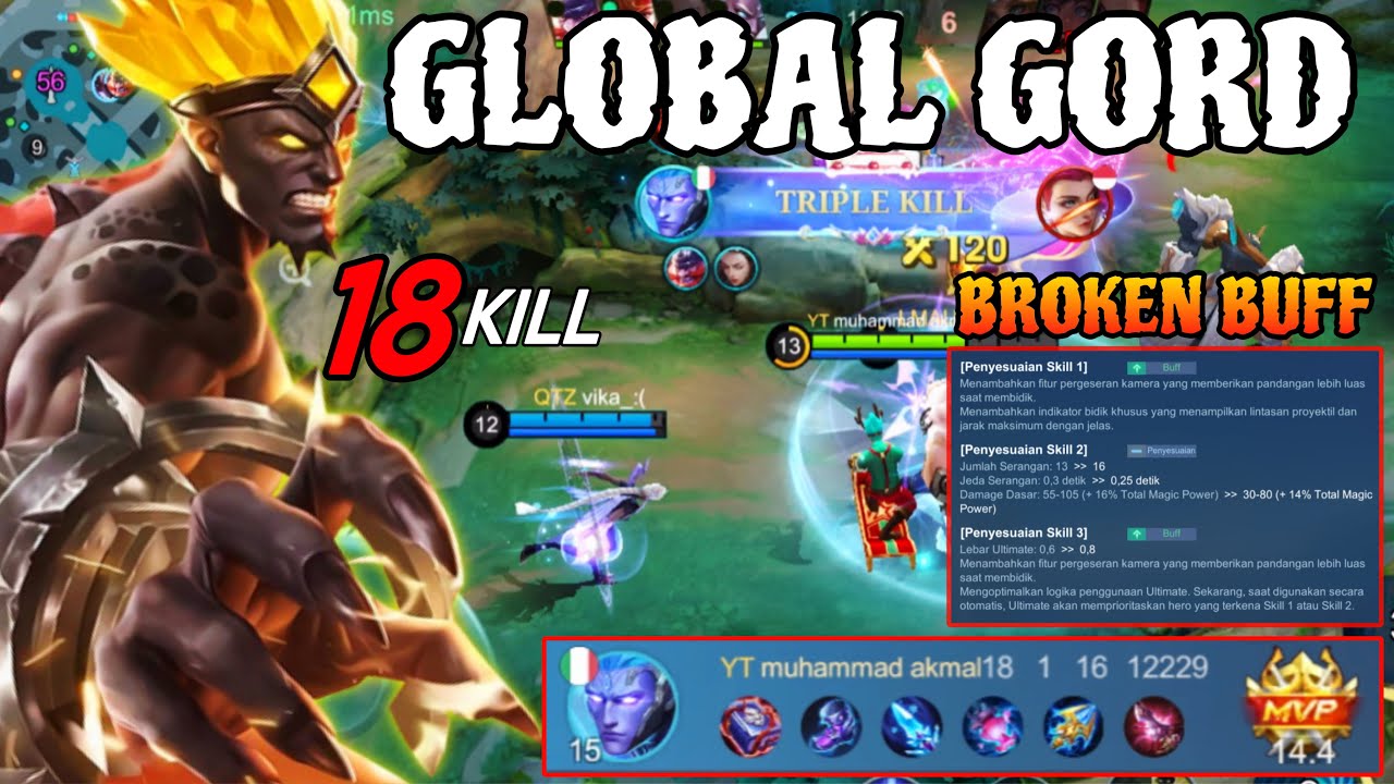 GORD BUFF!! 18 KILL!! GORD NEW BROKEN FIRST ITEM FOR DAMAGE HACK EARLY AND LATE GAME!!