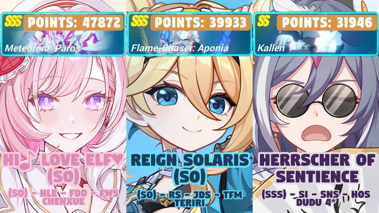 Honkai Impact 3rd: Ex-Memorial Arena | Ver 8.5 W1 | SSS Paros, SSS Aponia, SS Kallen | HLE, RS, HoS