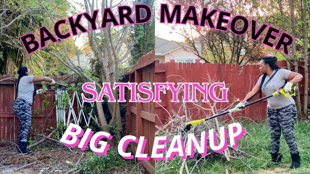 DIY EXTREME PATIO & BACKYARD MAKEOVER | BIG YARD CLEAN UP | TREE TRIMMING | GARDEN | TIME LASPE