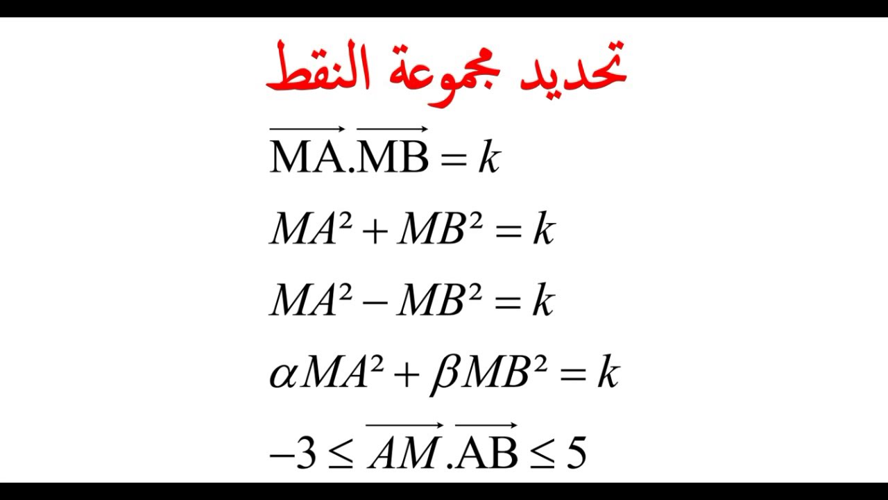 الجداء السلمي تحديد مجموعة النقط بابسط طريقة