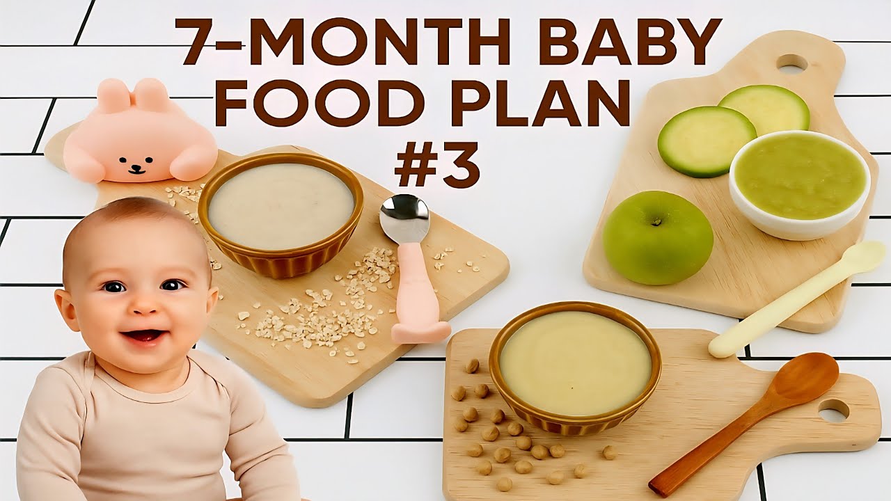 7 Month Baby Food Plan #3 | 2 Meals Per Day | Avocado, Chickpeas, Oatmeal & Zucchini  Stage 2