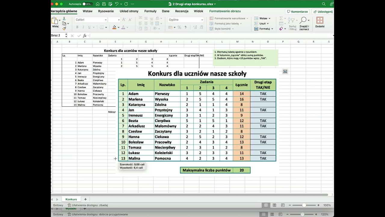 Formatowanie komórek