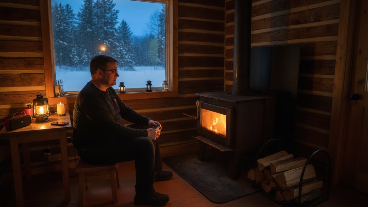 Seul en chalet rustique, sans électricité, durant l'hiver canadien
