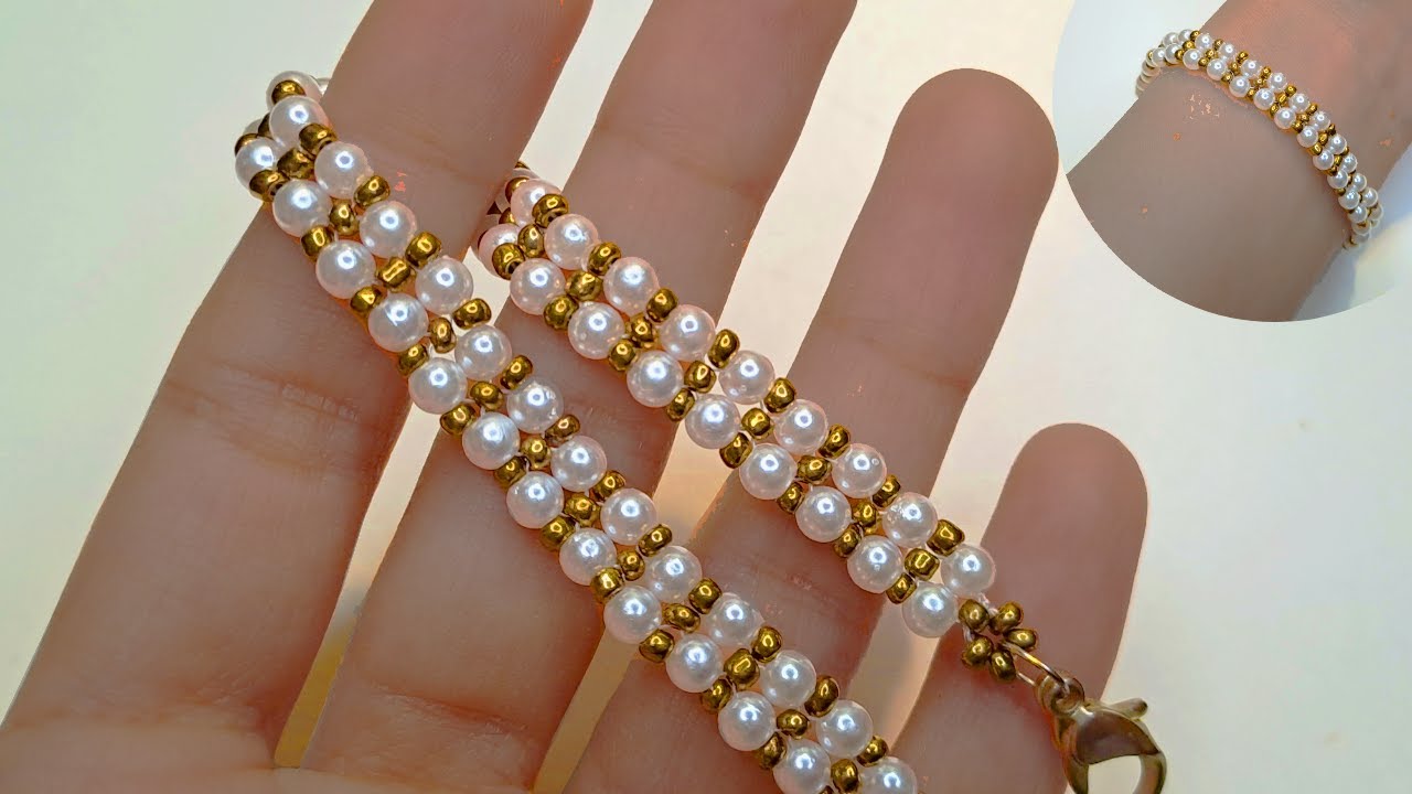 Seed Bead Jewelry Making Tutorials For Beginners/ DIY beaded bracelet/How to make pearl bracelet