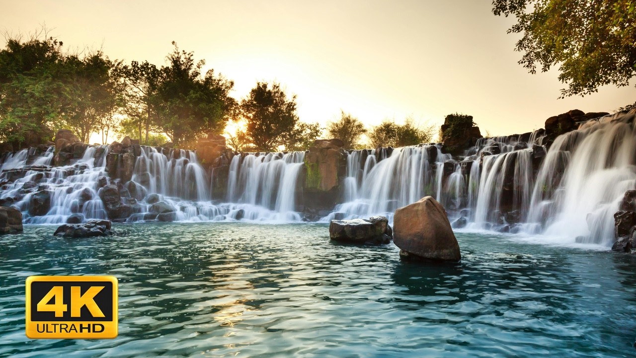 Waterfalls In Stunning 4K UHD | Relaxing Nature Sounds & Cinematic Scenery