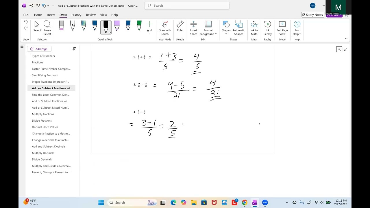 Add or subtract fractions with the same denominator