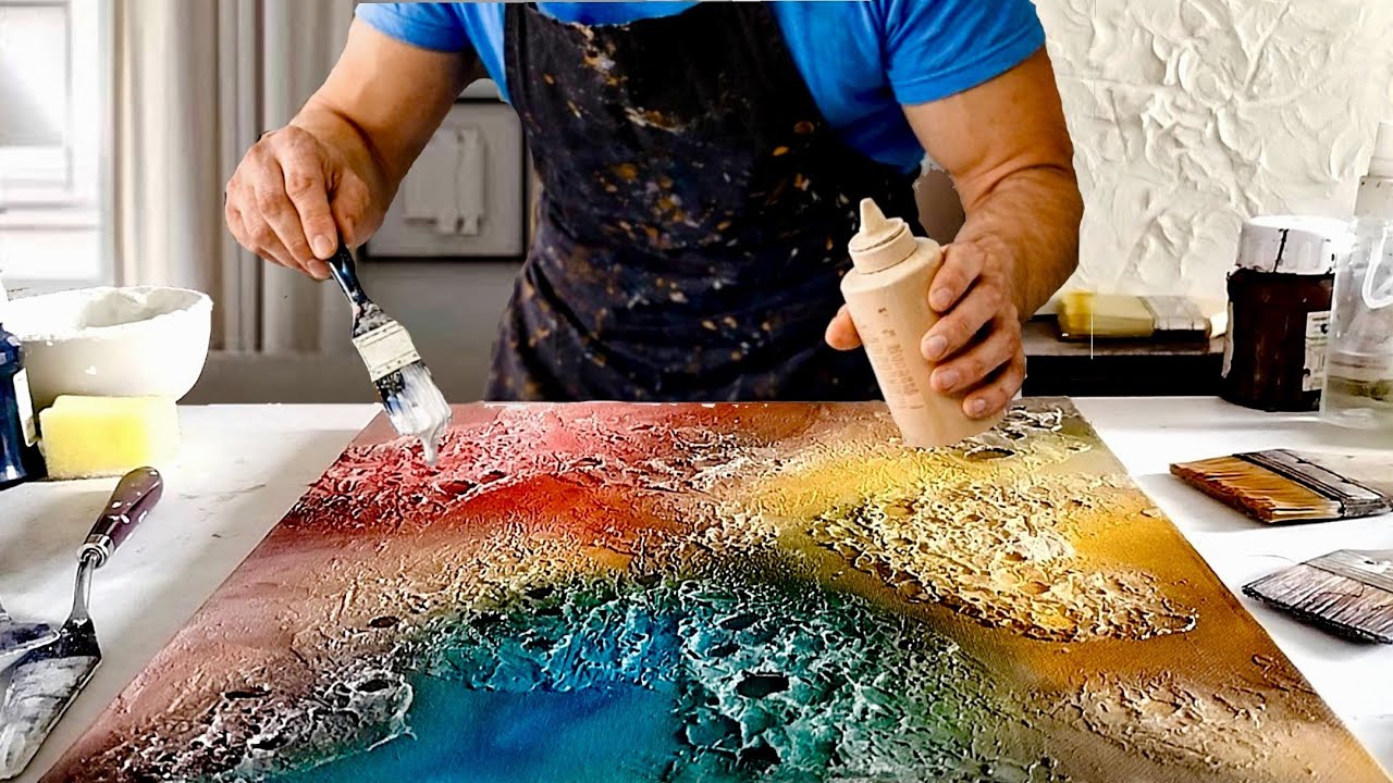 Textured Abstract Mastery: Dynamic Acrylic Painting with Palette Knife
