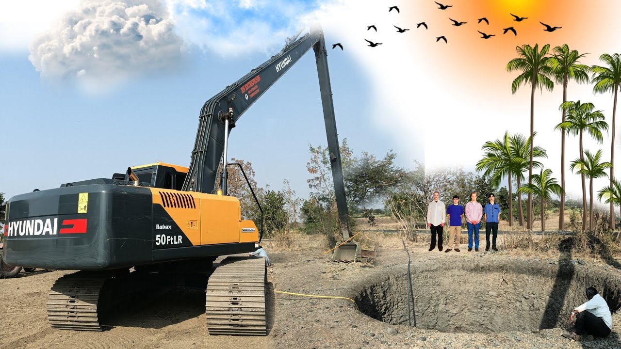 आज बावड़ी 🕳️ 50 फीट पूरा हो गया। #exavator #hundai #longboom 