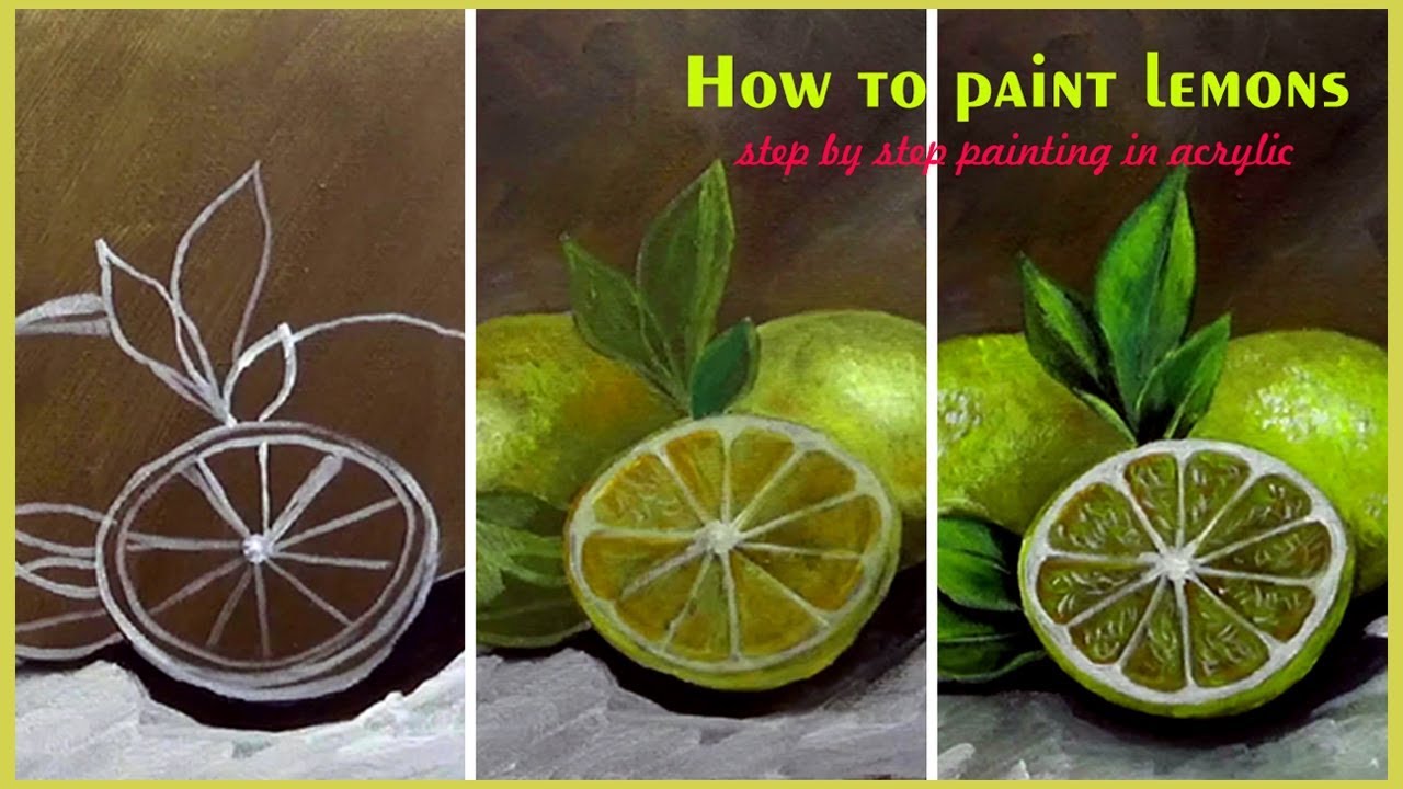 How to paint Lemons | step by step painting tutorial | acrylic painting demo