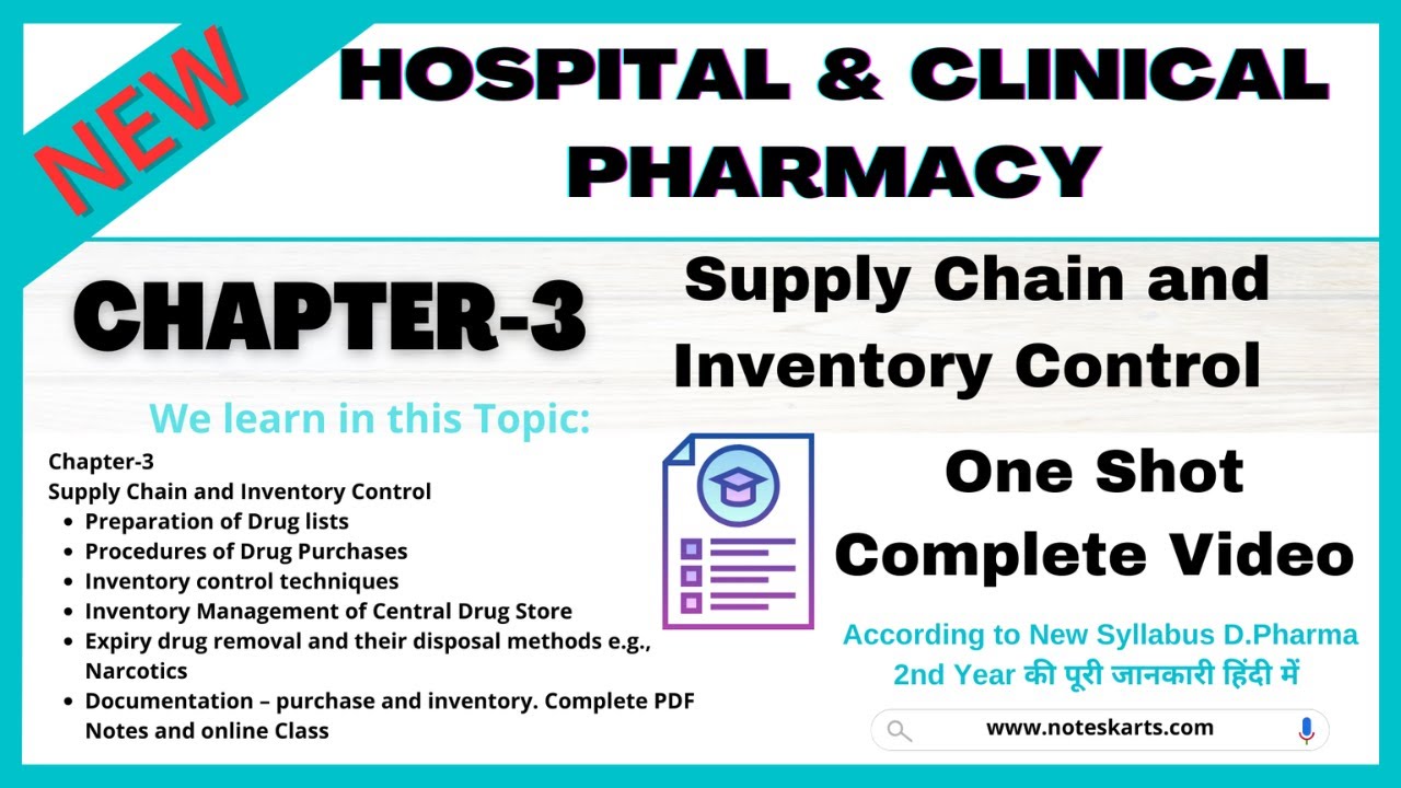 Chapter-3 | HOSPITAL & CLINICAL PHARMACY | Supply Chain and Inventory Control Complete Notes
