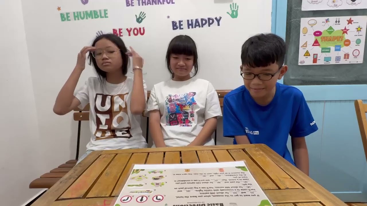 Tiếng Anh Giao Tiếp Phan Thiết: Michelle, Hana and Feric practice talking about Basic Directions