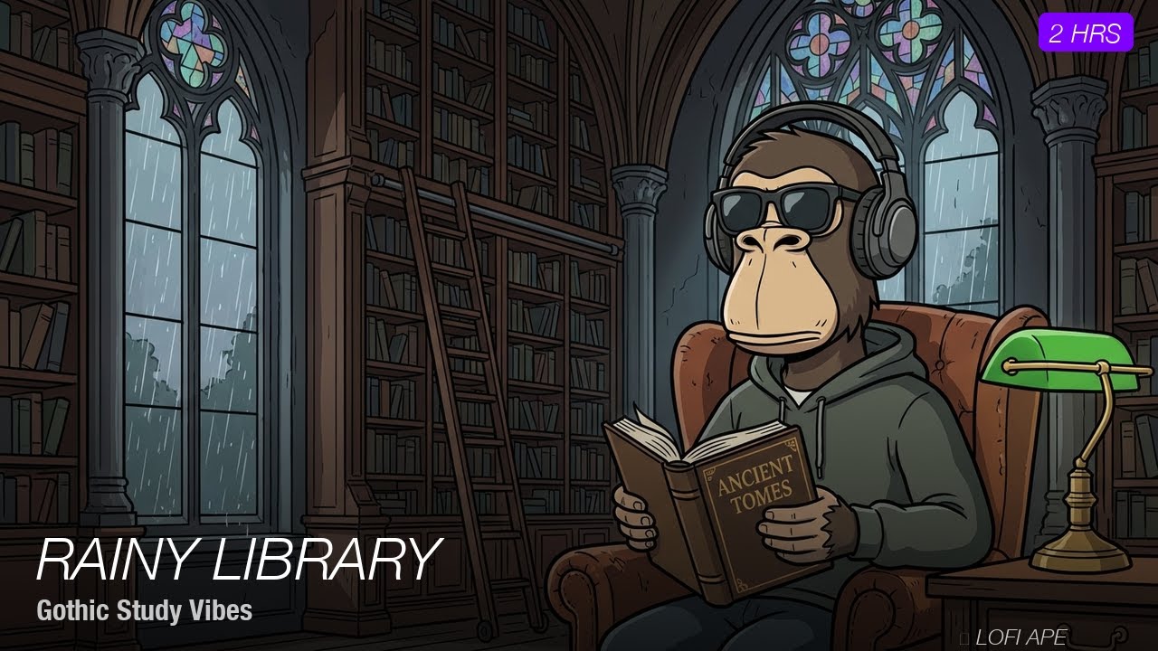 Rainy Library Lo-Fi 📚🌧️ 2 Hours of Chill Beats for Study & Reading | Lofi Ape