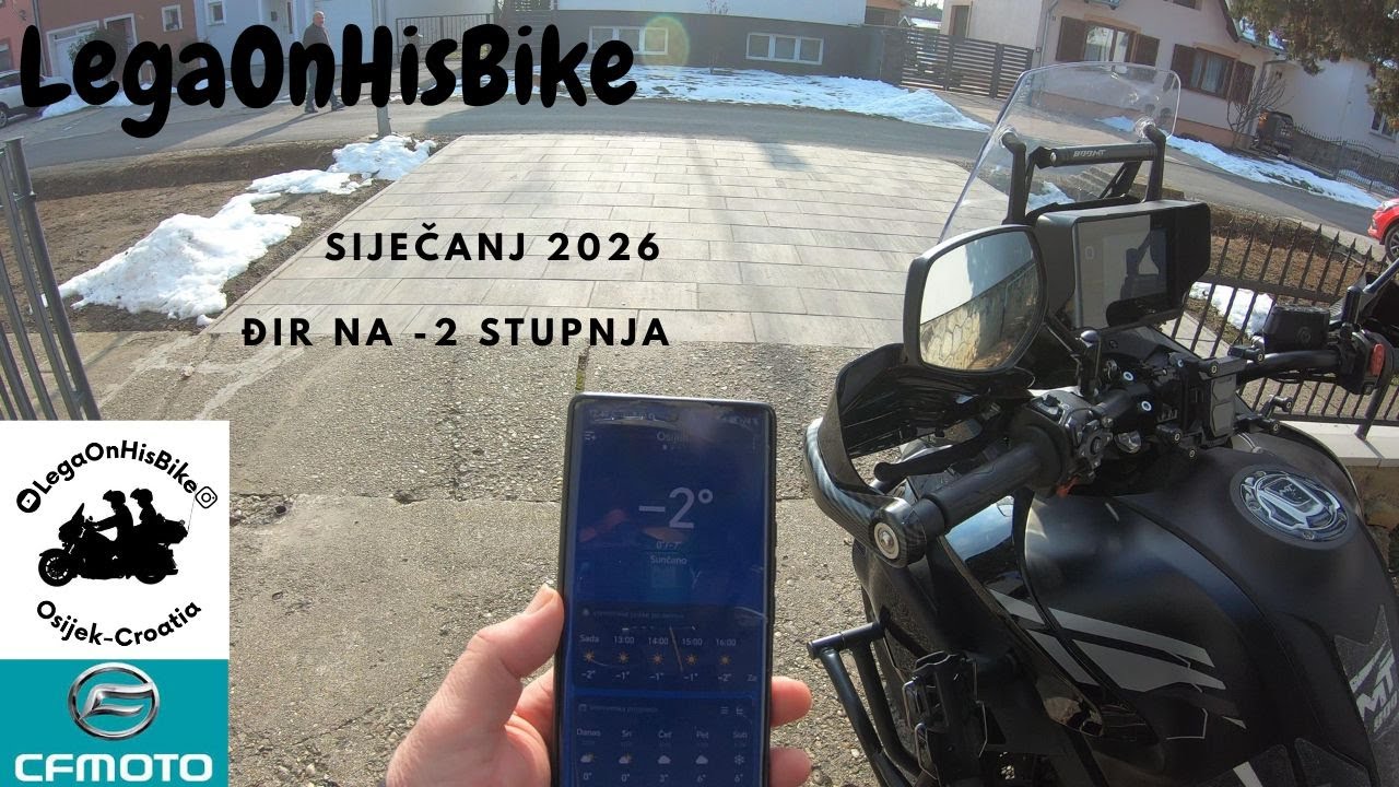 CFMOTO 800MT Explore, kratka vožnja u minusu, siječanj 2026. godine