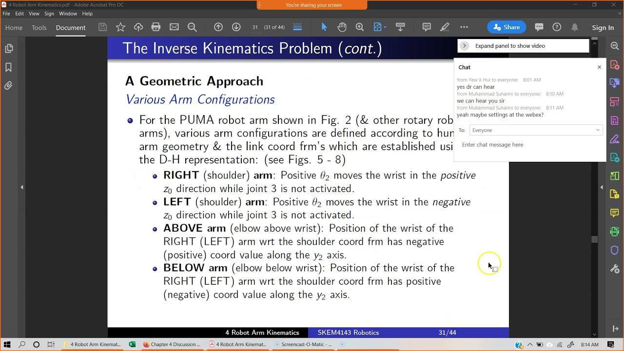 4 Robot Arm Kinematics - Webex 1