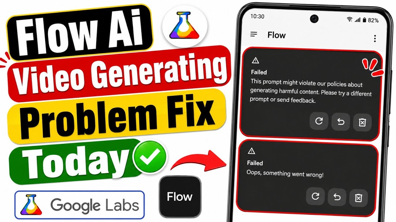 Google Flow video not generating problem || Google Flow Oops something went wrong problem today