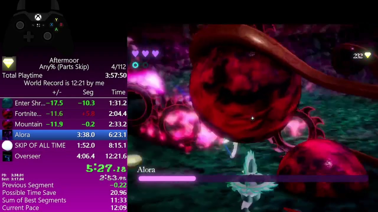 Aftermoor any% parts skip in 11:34