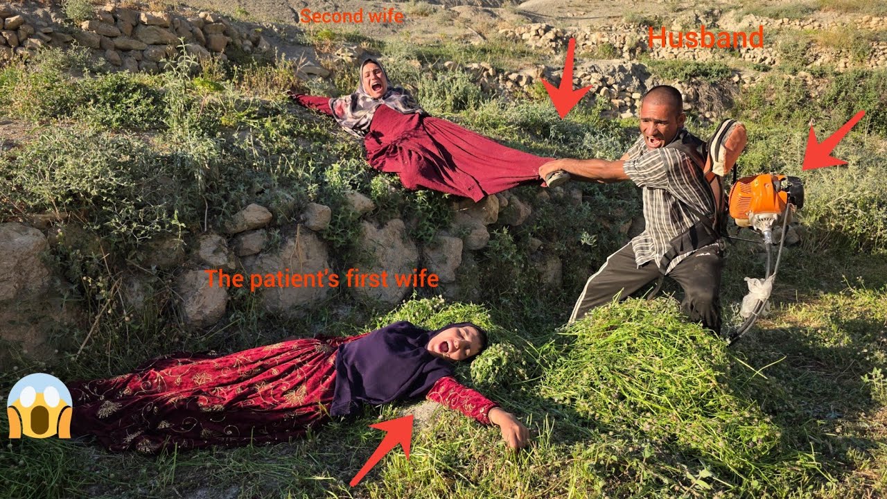 Husband's anger and attack on second wife due to her inappropriate behavior with the sick first wife