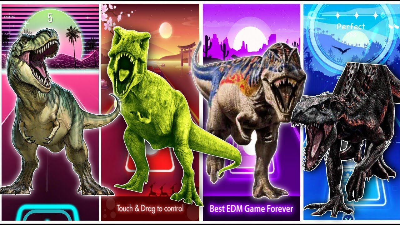 Jurassic World Tyrannosaurus🆚The T-rex🆚The İndominus Rex🆚 Indoraptor // Coffin DanceSong TilesHop