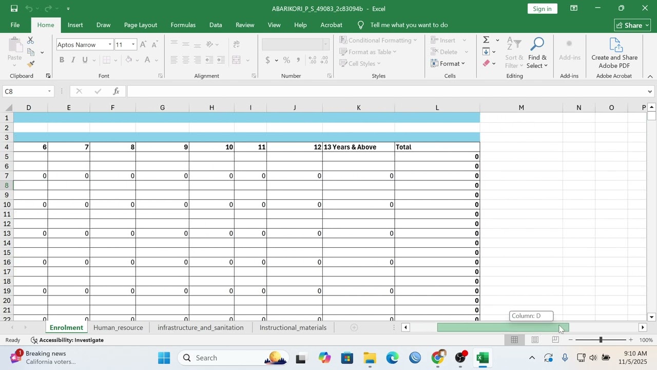 Filling in the EMIS data validation forms for schools