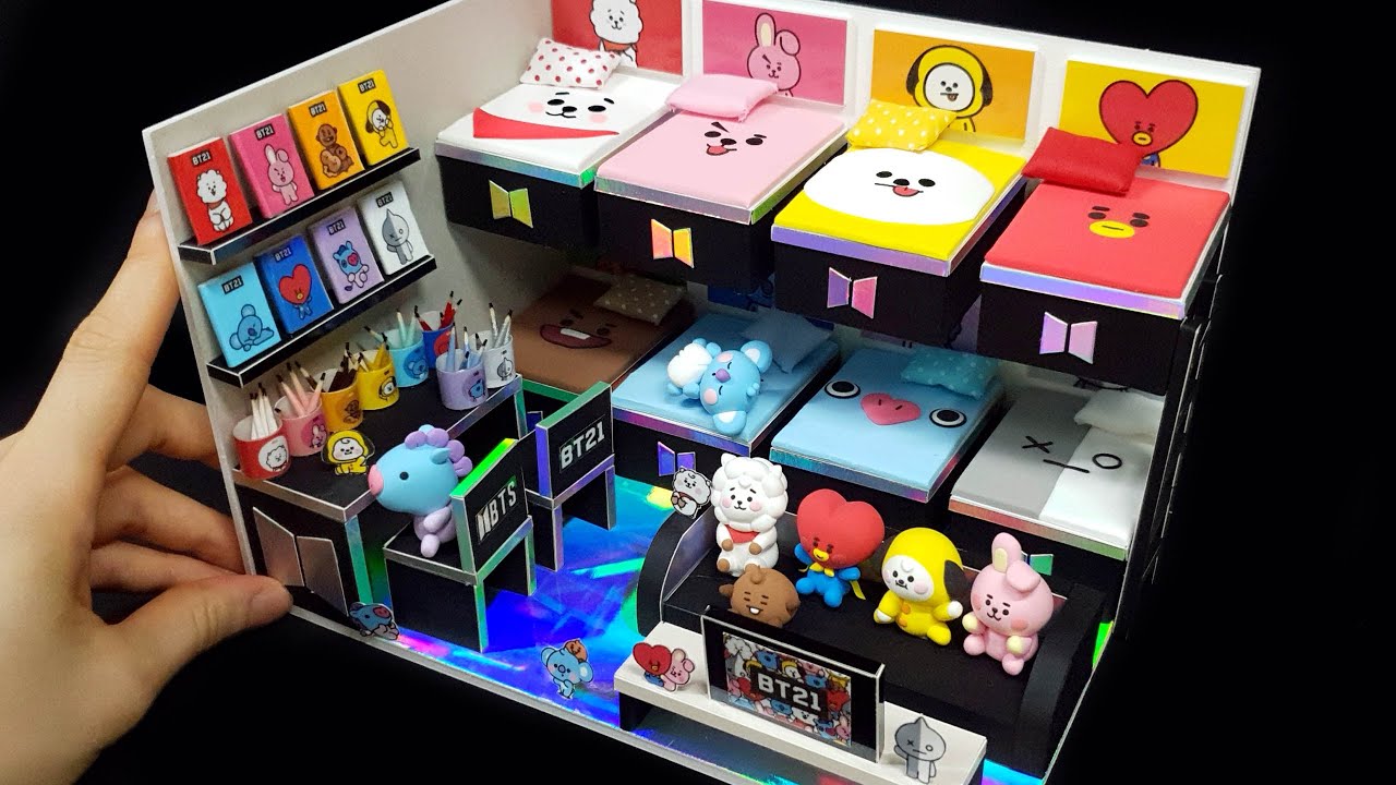 DIY Miniature Board house #5  - BTS & BT21 room decor !