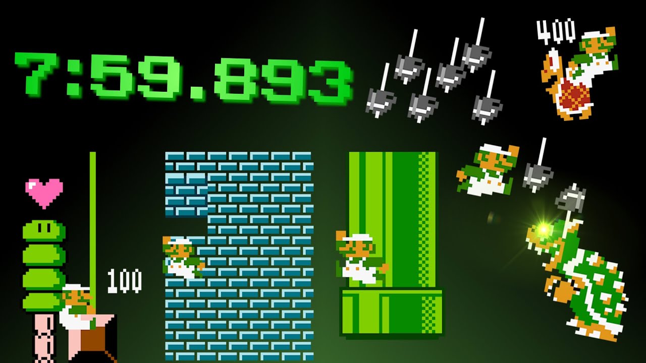 Super Mario Bros.: The Lost Levels Any% 8-4 (Луиджи) за 7:59.893 (без нагрузок) *WR*