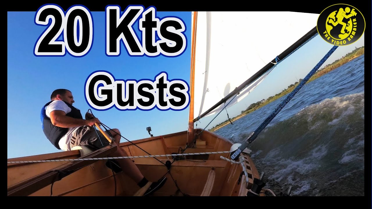 Balanced Lug Sail, rig setup and test with 20kts gusts and full sail on my Goat Island Skiff