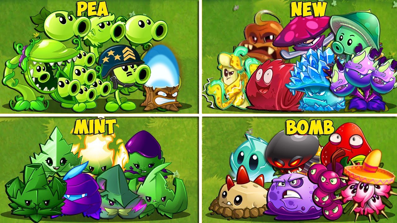 Random 35 PEA x MINT x BOMB x NEW PLANTS Battlez - Who Will Win? - PvZ 2 Plant vs Plant