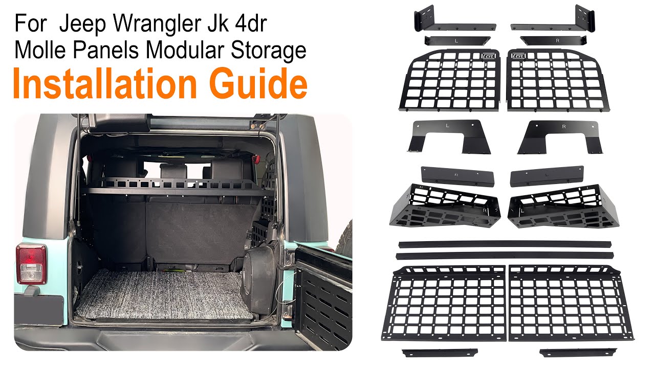 Installation instruction for Jeep Wrangler JK 4dr Molle Storage Panels Shelf Cargo Rack