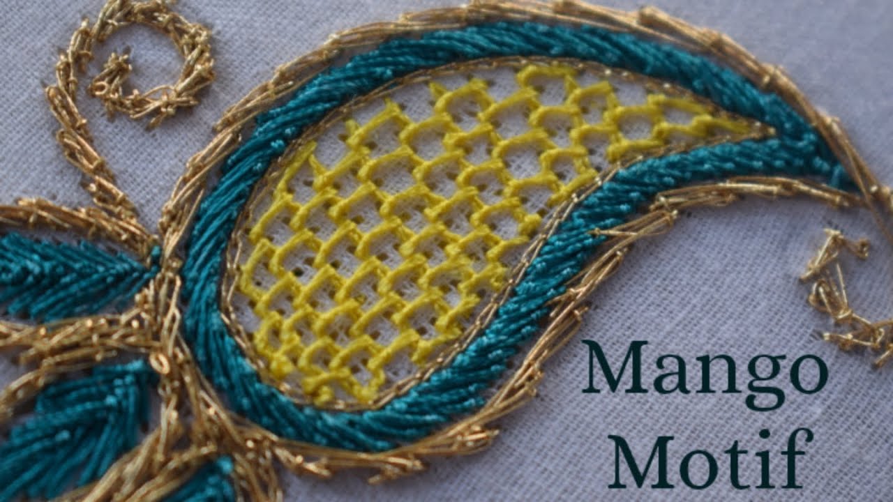 Mango Motif using Zari/Silk Thread || No Beads, No Stones, No Zardosi