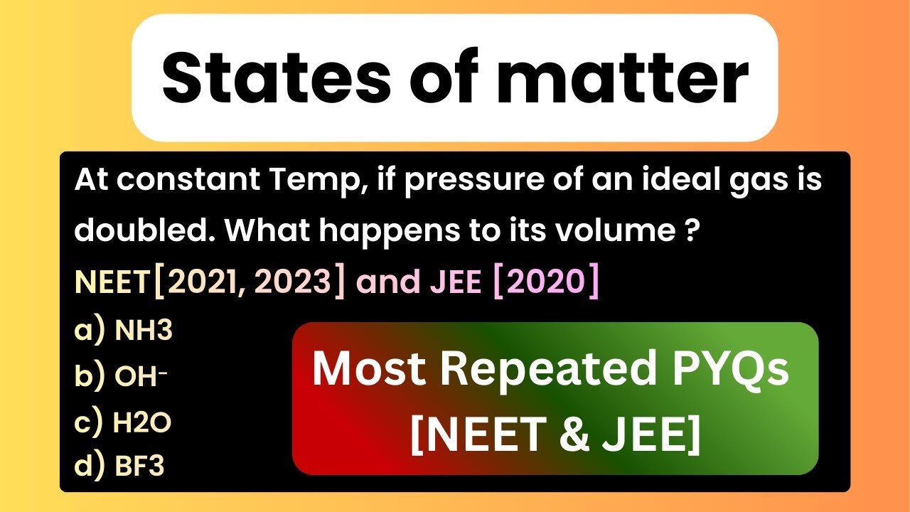 States of matter | NEET & JEE 2026 | Pressure and Volume | Chemistry PYQs | Class 11