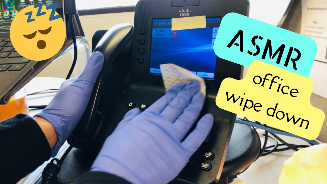 ASMR wiping & cleaning various surfaces in my office space with disinfectant wipes. No talking.