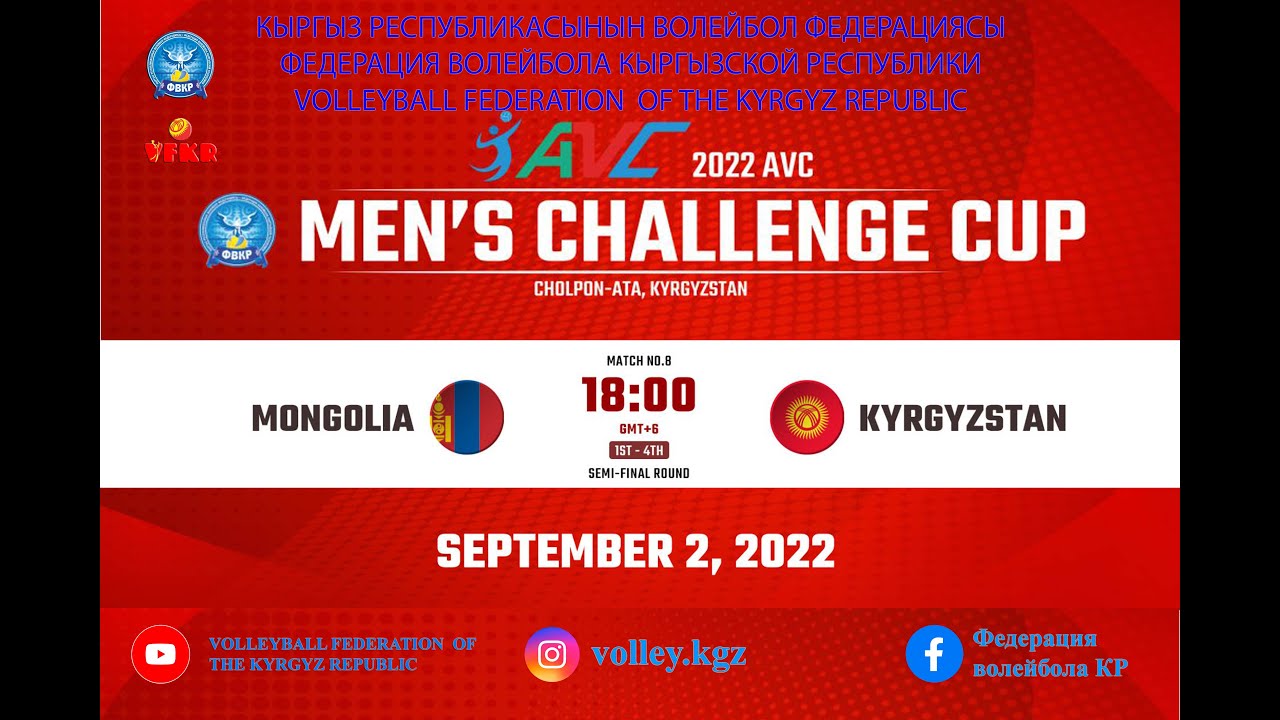 KYRGYZSTAN - MONGOLIA. 2022 AVC MEN’S CHALLENGE CUP/ЭРКЕКТЕР АРАСЫНДГЫ АЗИЯНЫН ЧАКЫРЫК КУБОГУ.