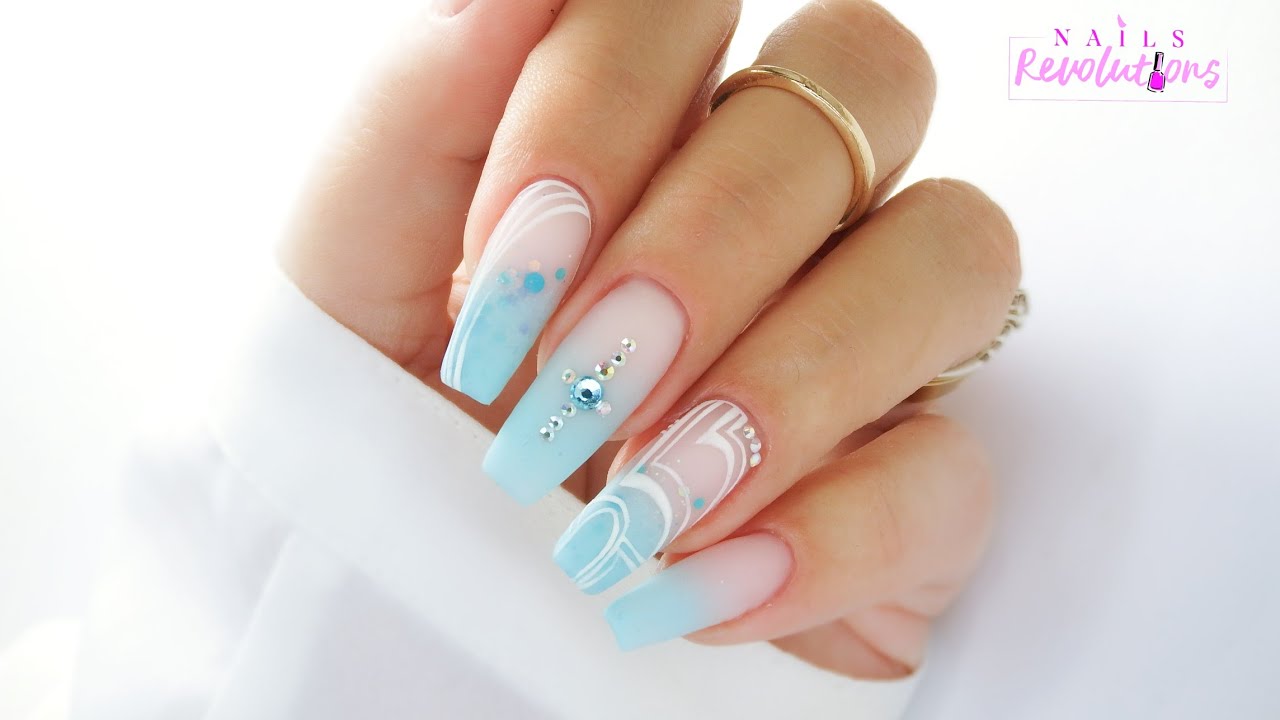 Blue babyboomer nails art / Allepaznokcie Molly Lac