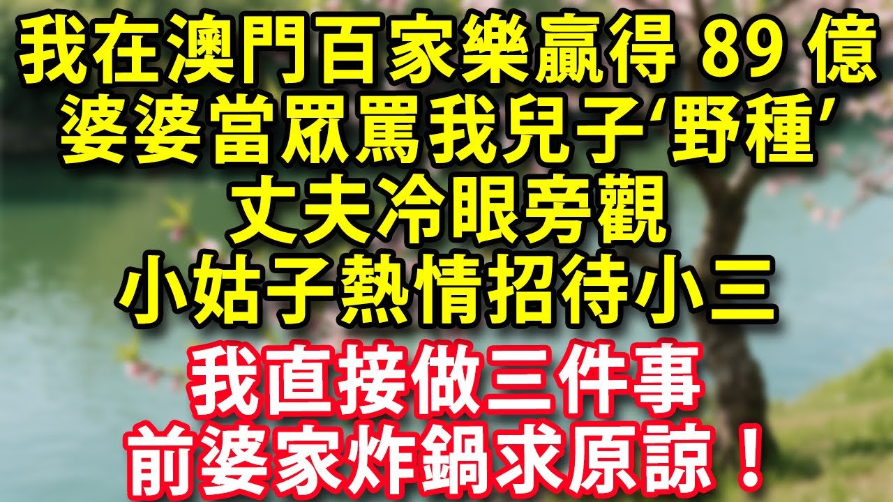 我在澳門百家樂贏得89億 回家後發現婆婆當眾罵我兒子‘野種’ 丈夫冷眼旁觀 小姑子熱情對待小三  我直接做三件事 前婆家炸鍋求原諒！#人生感悟 #健康 #情感故事 #婚姻經營 #老年生活