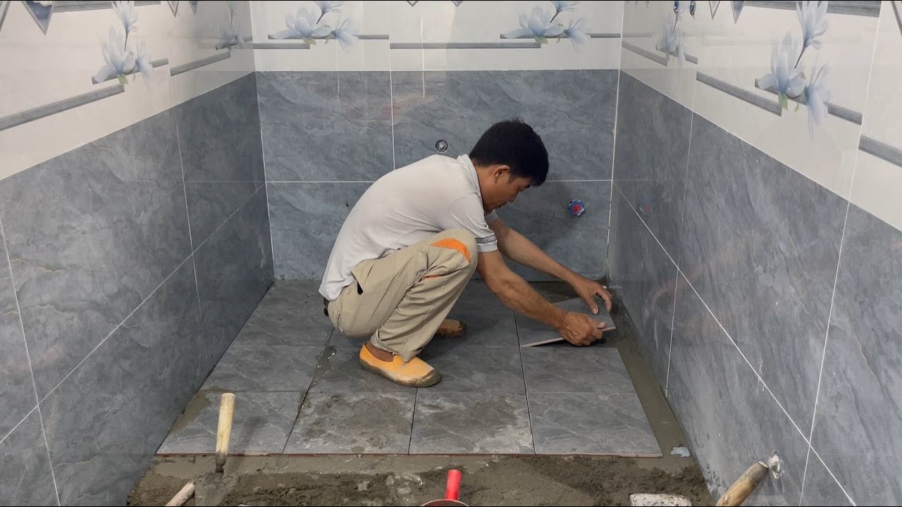 Perfect Installation Of Ceramic Tile For Bathroom Floor | Cut & Use Ceramic Tiles