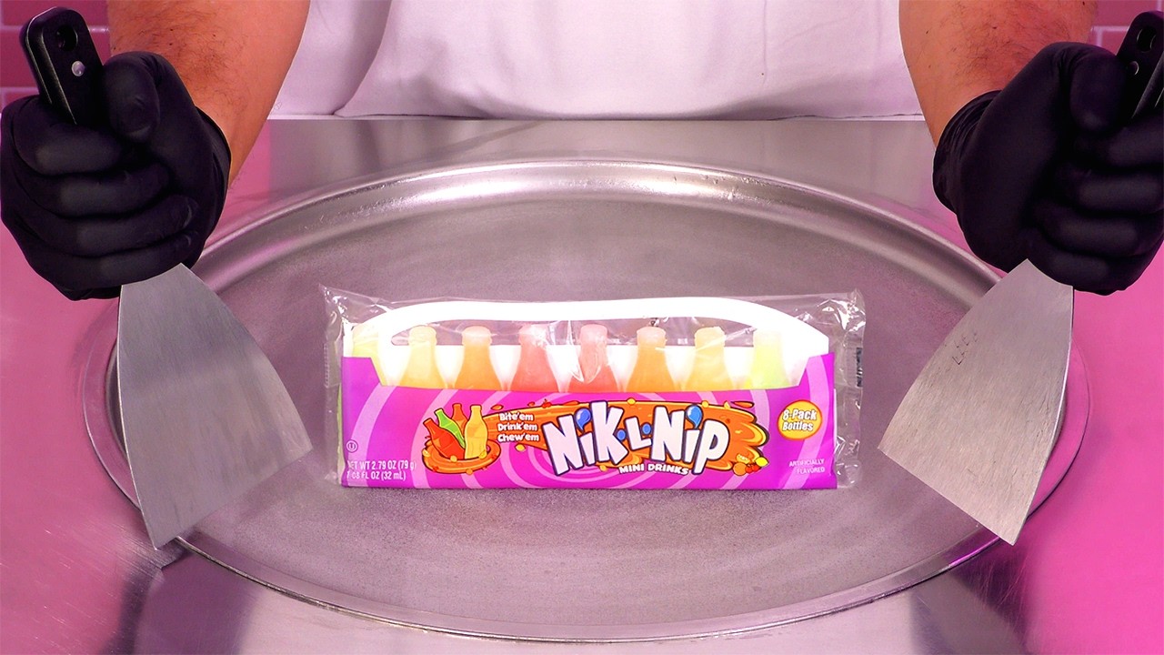 I Tried Nik L Nip Candy Wax Bottles and Here's What Happened - Ice Cream Rolls ASMR