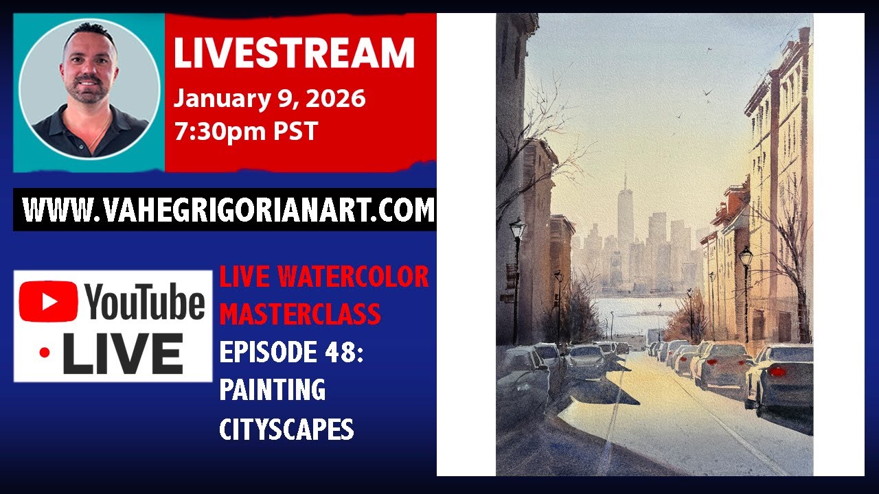 🔴 LIVE EP  48: Cityscape Watertcolor Demonstration