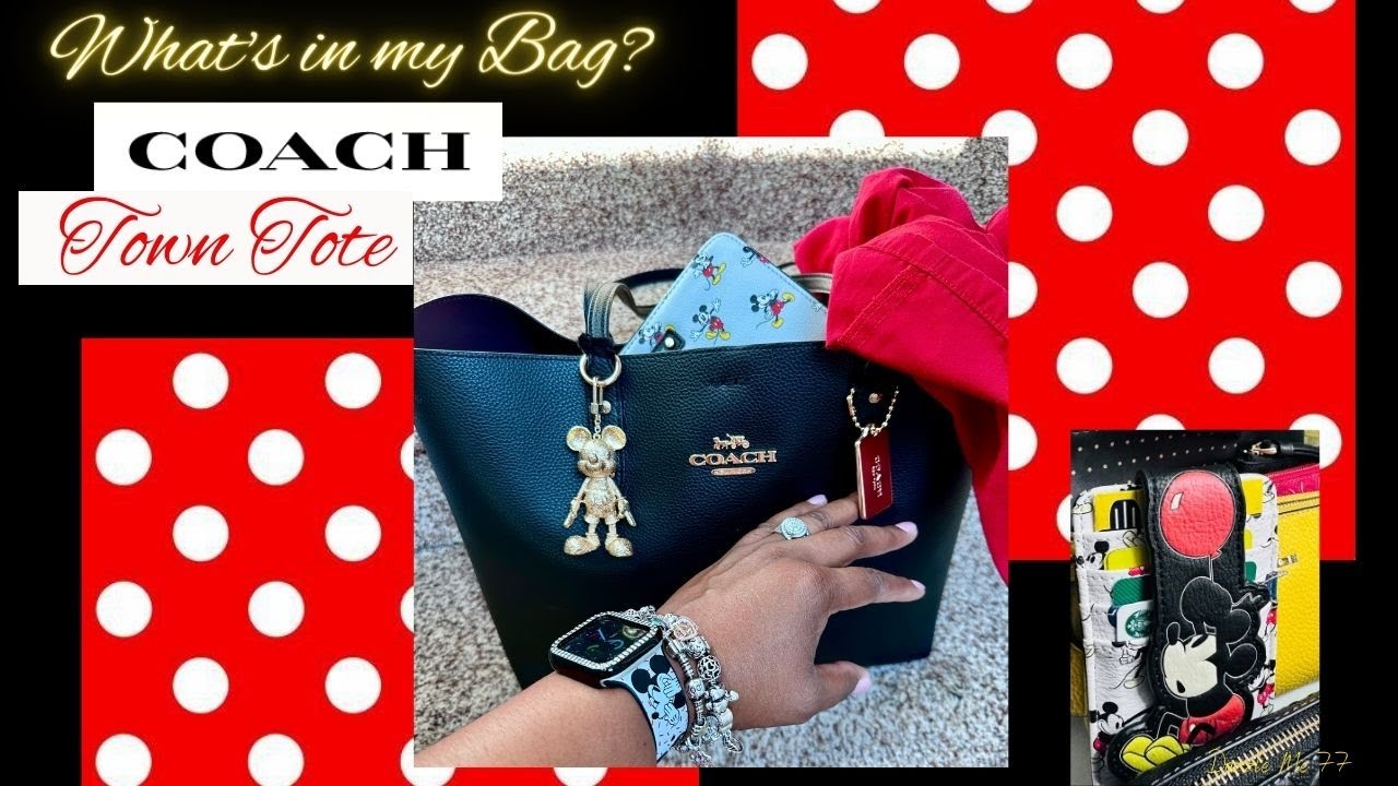 What’s in my Bag? COACH Town Tote & Mickey ❤️🖤💛