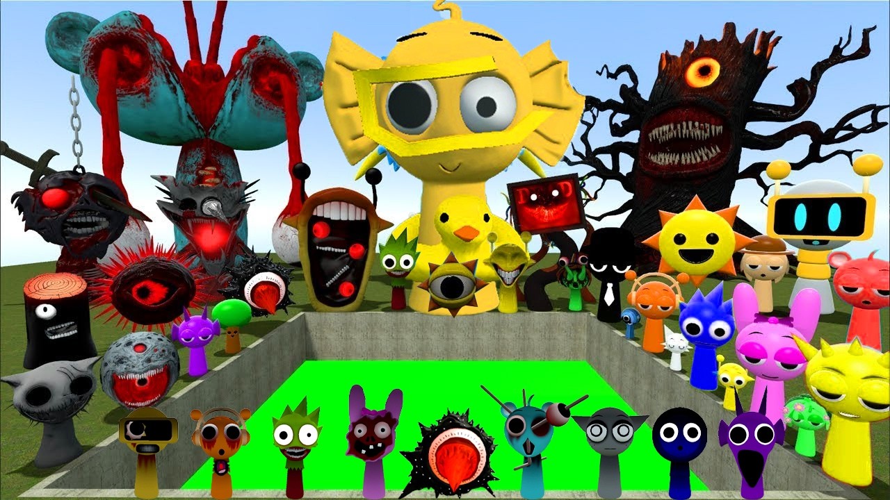 DESTROY SPRUNKI MR SUN MOON TREE FUN COMPUTER ALL PHASE SPARTAN KICKING in TOXIC HOLE - GMOD