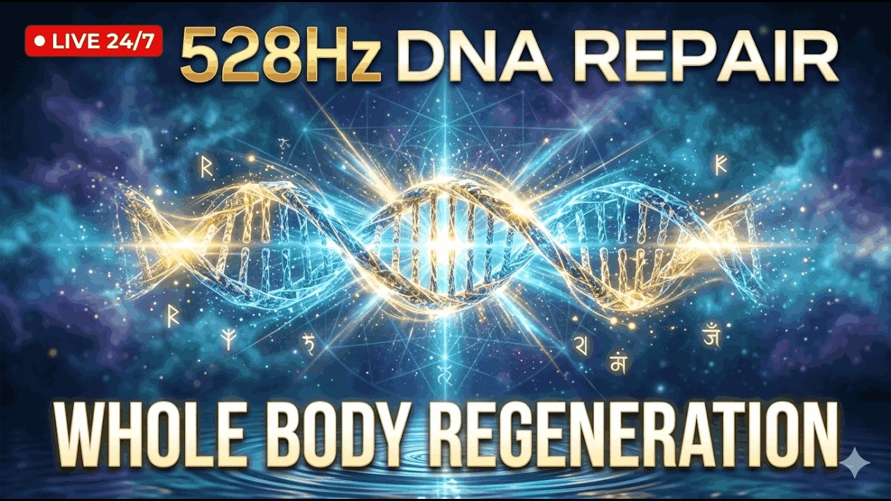🔴 LIVE 24/7: 528Hz+432hz+111hz DNA Repair & Whole Body Regeneration Healing Music ● Emotional Detox