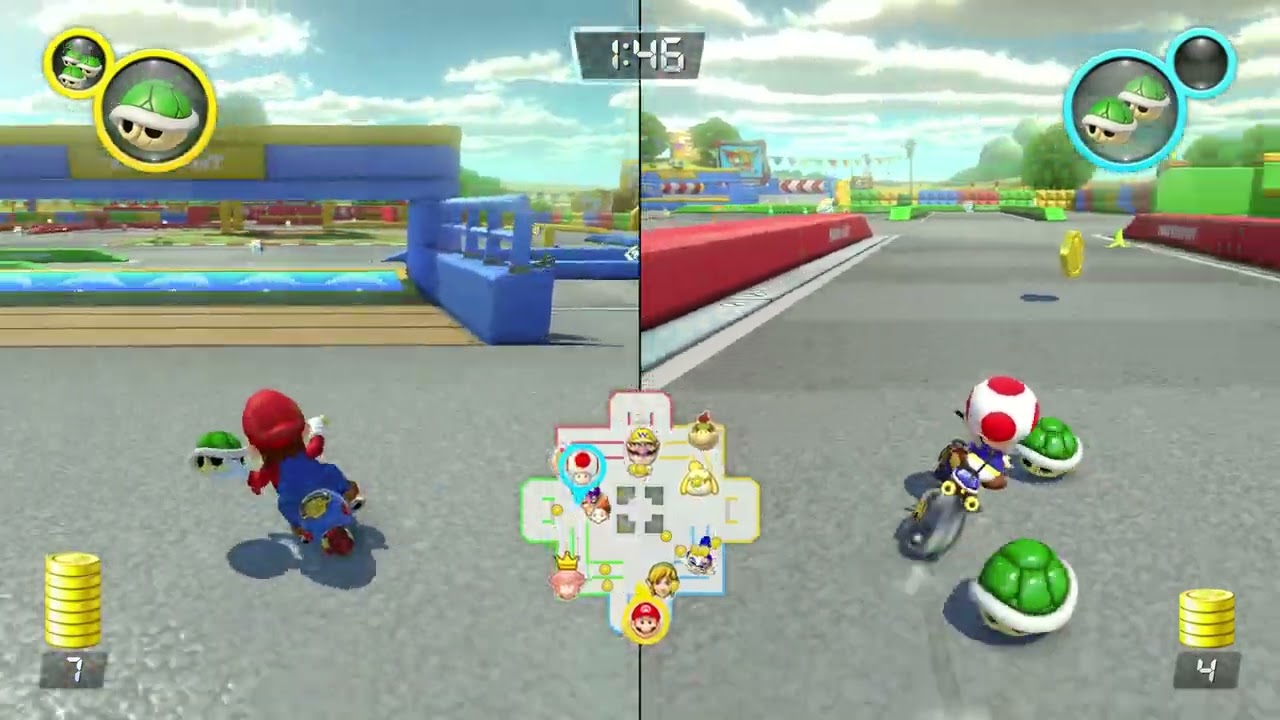 SNES Battle Course 1 - Coin Runners Mario Kart 8 Deluxe Splitscreen [4K 60FPS]