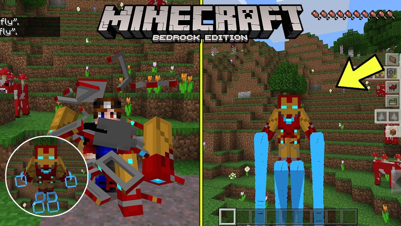 IRON MAN ADDON para MINECRAFT PE | ADDON AVANZADO CON SONIDOS Y ANIMACIONES