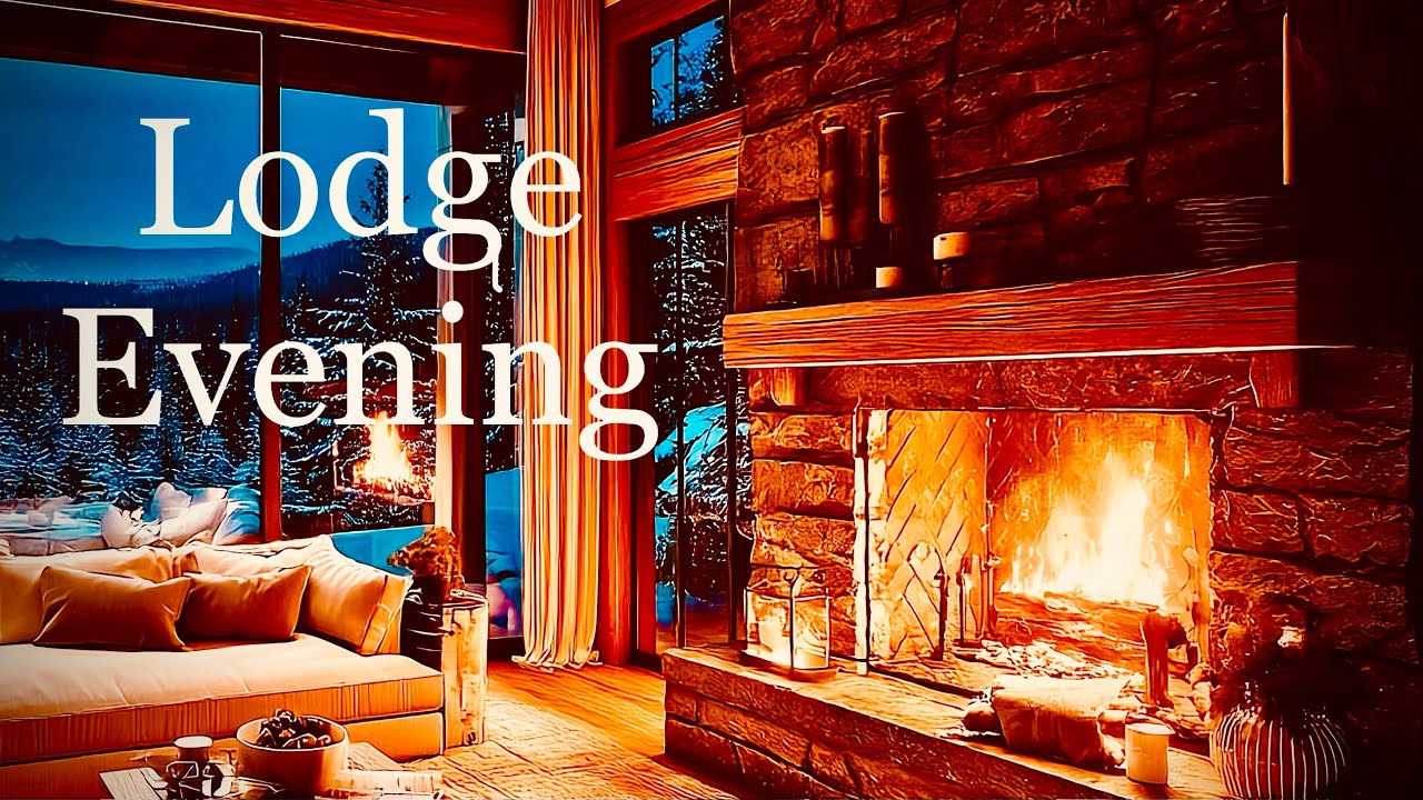 Luxury Mountain Lodge Living Room ❄️ Fireplace Ambience & Lo-Fi Beats | Snowfall, Cozy Focus Music