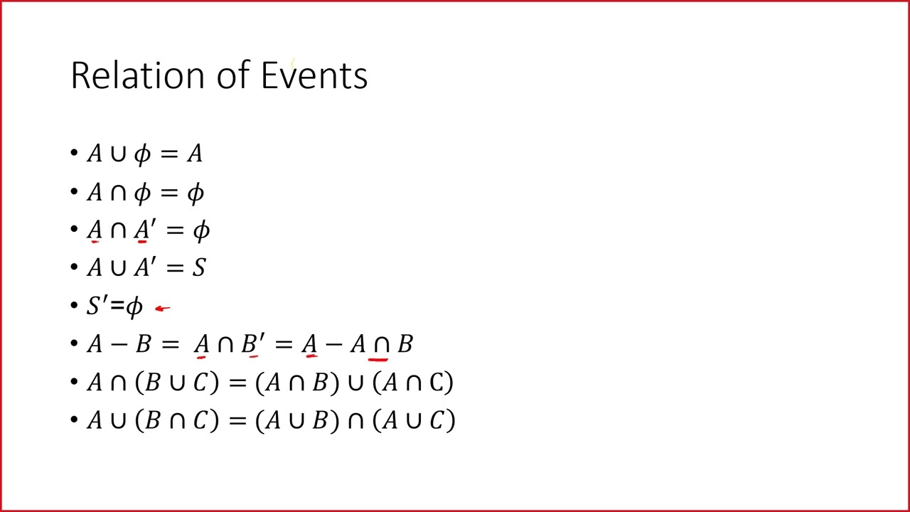 8- Mathematical Relations Between Events... العلاقات الرياضية بين الأحداث